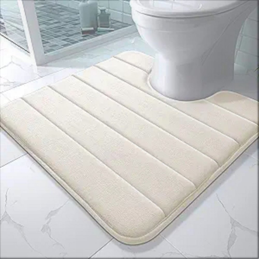 new IVORY 21x24" MICRODRY Modern Super-Soft Quilted Memory Foam HD Contour Rug